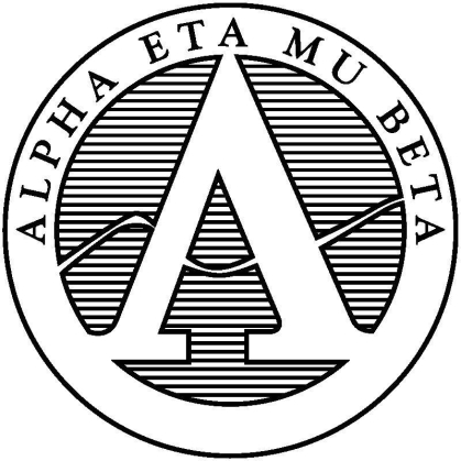 Alpha Eta Mu Beta black and white logo