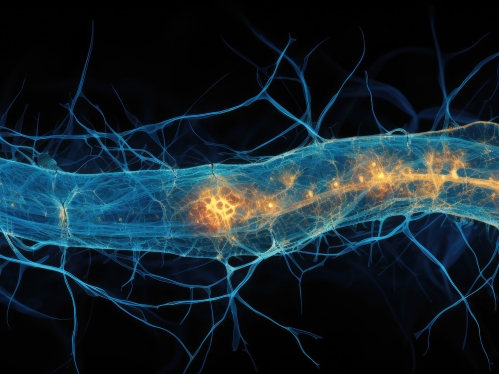 Microscopic image of spinal nerve ganglion a collection of nerve cells situated outside the spinal cord near the junction with the spinal nerve 